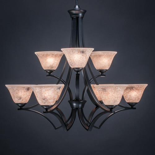 Toltec Lighting - 569-MB-508 - Nine Light Chandelier - Zilo - Matte Black