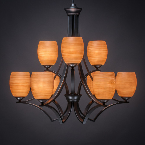 Toltec Lighting - 569-MB-625 - Nine Light Chandelier - Zilo - Matte Black