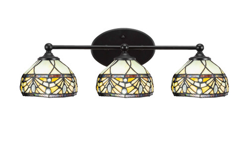 Toltec Lighting - 5913-MB-9485 - Three Light Bath Bar - Capri - Matte Black