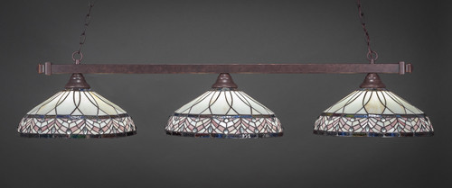 Toltec Lighting - 803-DG-948 - Three Light Billiard Bar - Square - Dark Granite