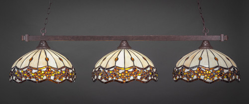 Toltec Lighting - 803-DG-997 - Three Light Billiard Bar - Square - Dark Granite