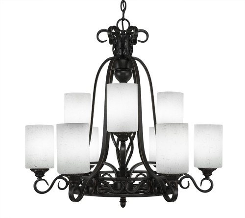 Toltec Lighting - 869-DG-310 - Nine Light Chandelier - Eleganté - Dark Granite