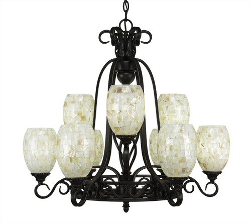 Toltec Lighting - 869-DG-406 - Nine Light Chandelier - Eleganté - Dark Granite