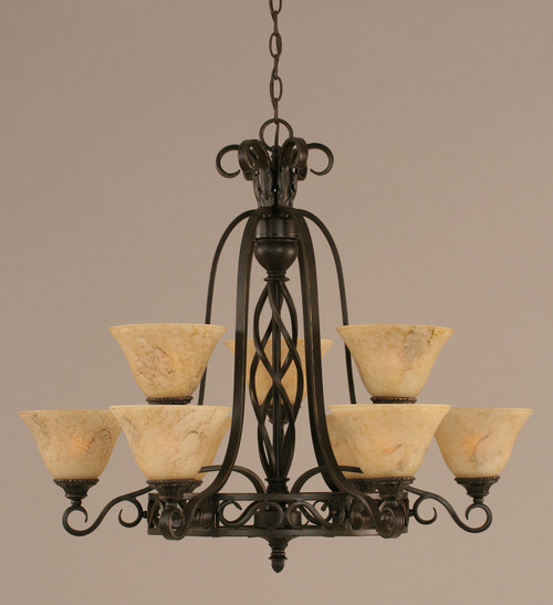 Toltec Lighting - 869-DG-508 - Nine Light Chandelier - Eleganté - Dark Granite