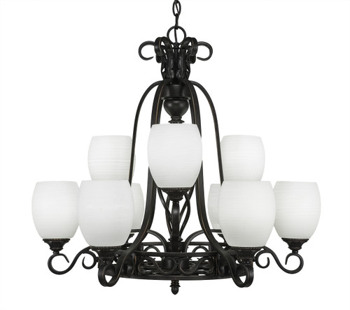Toltec Lighting - 869-DG-615 - Nine Light Chandelier - Eleganté - Dark Granite