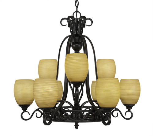 Toltec Lighting - 869-DG-625 - Nine Light Chandelier - Eleganté - Dark Granite