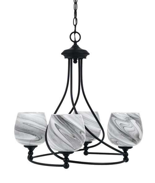 Toltec Lighting - 904-MB-4819 - Four Light Chandelier - Capri - Matte Black