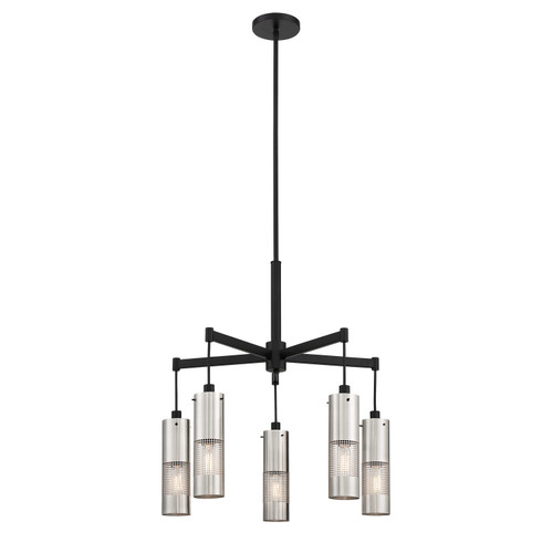George Kovacs - P1595-691 - Five Light Chandelier - Grid 3 - Brushed Nickel and Coal Highlights