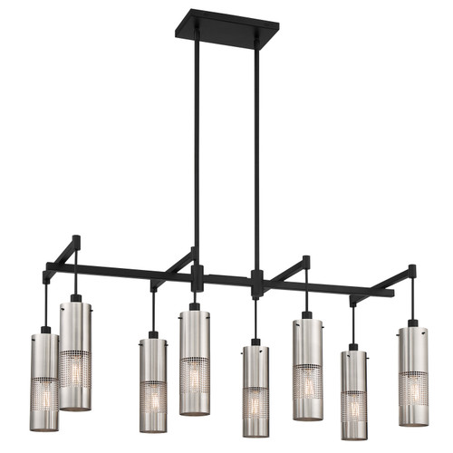 George Kovacs - P1598-691 - Eight Light Island Pendant - Grid 3 - Brushed Nickel and Coal Highlights