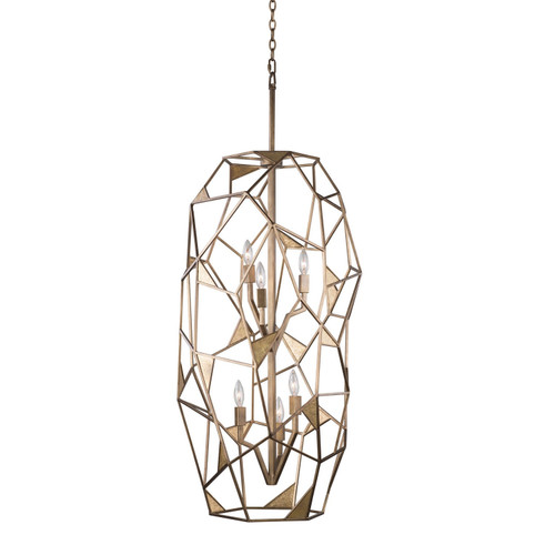 Kalco - 504751PAB - Six Light Foyer Pendant - Esmeralda - Pearlized Antique Brass