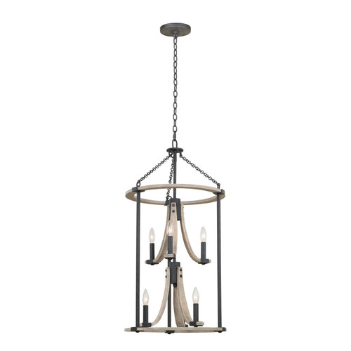 Kalco - 506650NI - Six Light Foyer Pendant - Middleton - Natural Iron