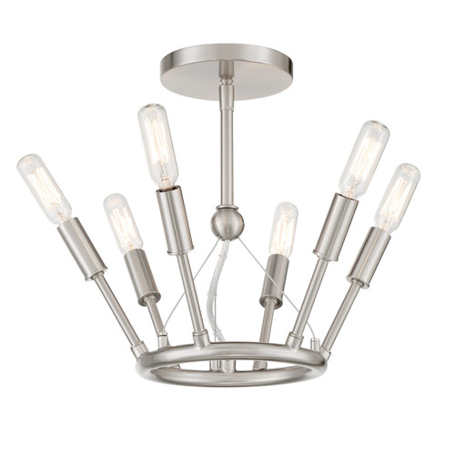 George Kovacs - P1686-084 - Six Light Semi Flush Mount - Royalty - Brushed Nickel