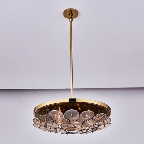 Kalco - 521555PWB - Five Light Pendant - HORTENSIA - Polished Winter Brass