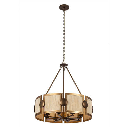 Kalco - 526855PABMG - Six Light Pendant - Button - Pearlized Antique Brass/Modern Gold