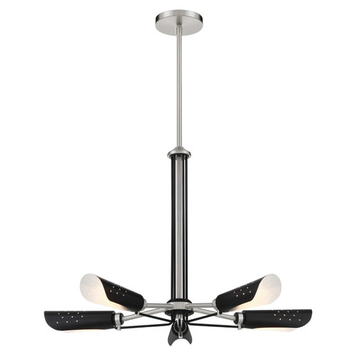George Kovacs - P1695-691 - Five Light Chandelier - Turbine - Brushed Nickel and Coal Highlights
