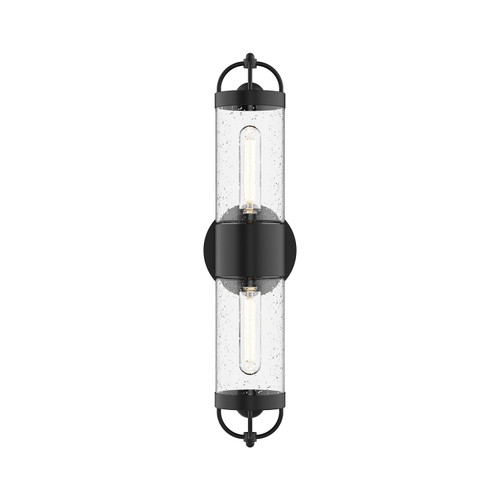 Alora - EW461102BKCB - Two Light Outdoor Wall Lantern - Lancaster - Clear Bubble Glass/Textured Black