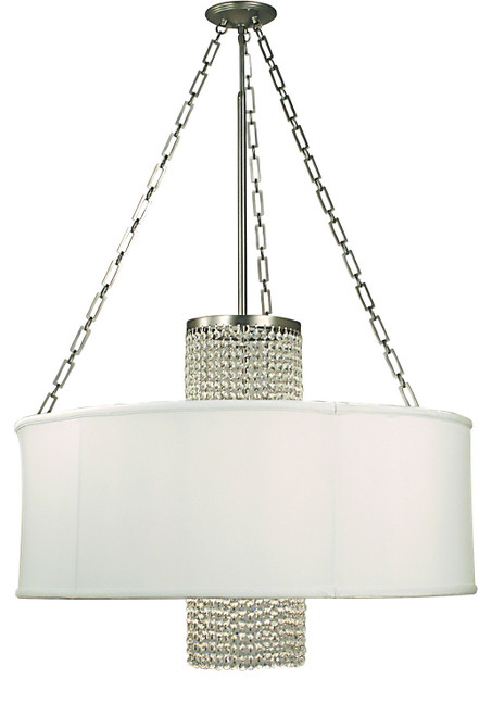 Framburg - 1958 PS/SWH - Four Light Chandelier - Angelique - Polished Silver w/White Sheer Shade