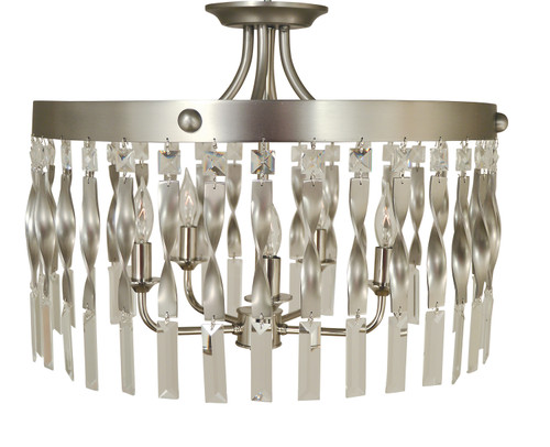 Framburg - 4713 SP/PN - Five Light Flush / Semi-Flush Mount - Adele - Satin Pewter w/Polished Nickel