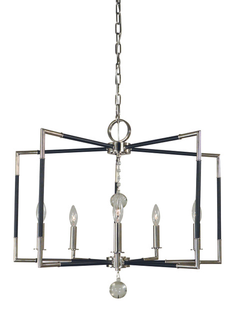Framburg - 5046 PN/MBLACK - Five Light Chandelier - Felicity - Polished Nickel w/Matte Black Accents