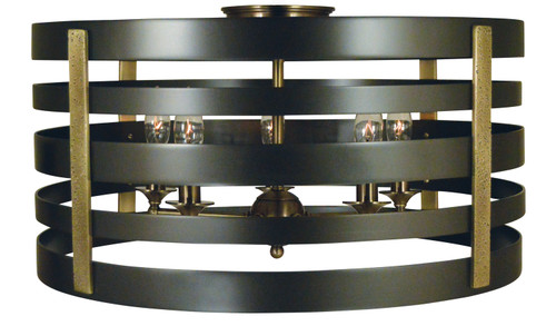 Framburg - 5092 MB/AB - Five Light Flush / Semi-Flush Mount - Pastoral - Mahogany Bronze w/Antique Brass Accents