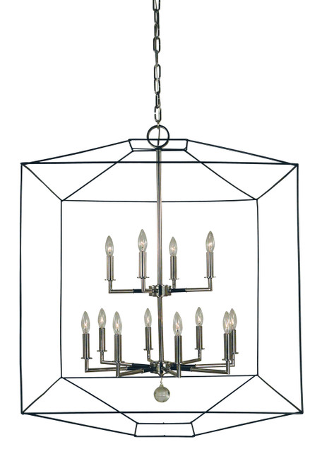 Framburg - 5308 PN/MBLACK - 12 Light Chandelier - Isabella - Polished Nickel with Matte Black Accents