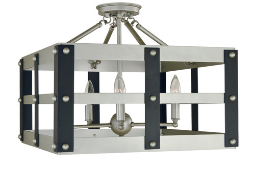 Framburg - 5344 SP/MBLACK - Five Light Flush / Semi-Flush Mount - Metro Artisan - Satin Pewter/Matte Black