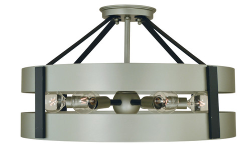 Framburg - 5384 SP/MBLACK - Six Light Flush /Semi Flush Mount - Orion - Satin Pewter/Matte Black