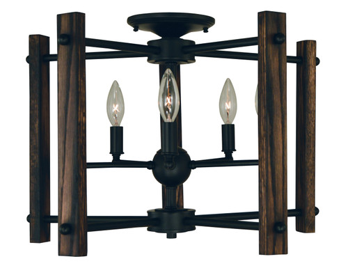 Framburg - 5401 MBLACK - Five Light Flush / Semi-Flush Mount - Modern Farmhouse - Matte Black