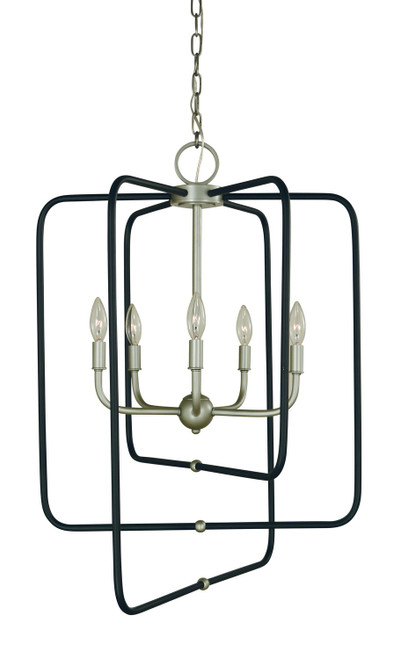 Framburg - 5427 SP/MBLACK - Five Light Foyer Chandelier - Montrose - Satin Pewter With Matte Black
