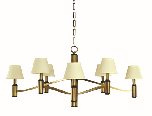 Framburg - 5638 AB/MBLACK - Eight Light Chandelier - Hampton - Antique Brass/Matte Black