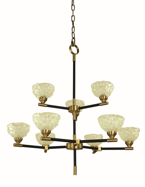 Framburg - 5699 AB/MBLACK - Nine Light Chandelier - Stonebridge - Antique Brass/Matte Black