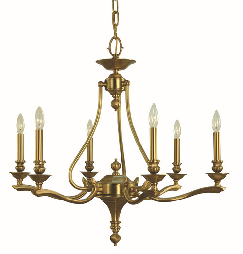Framburg - 5952 BR - Six Light Chandelier - Fin De Siecle - Brushed Brass