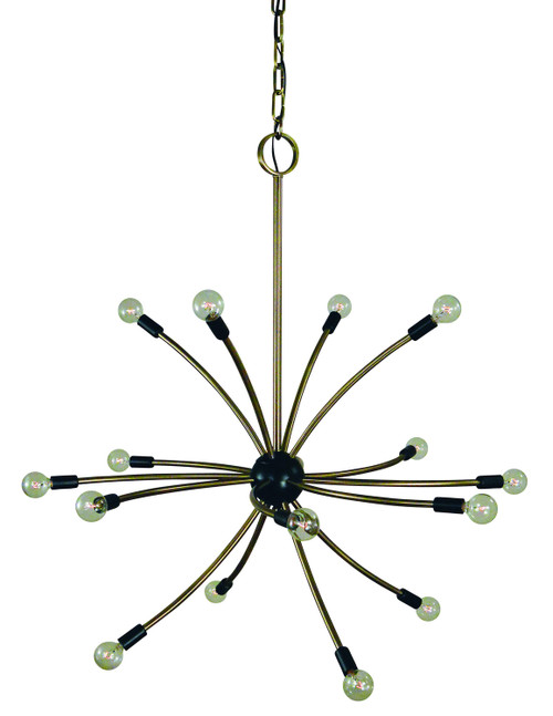 Framburg - L1076 AB/MBLACK - 16 Light Chandelier - Comet - Antique Brass w/Matte Black Accents