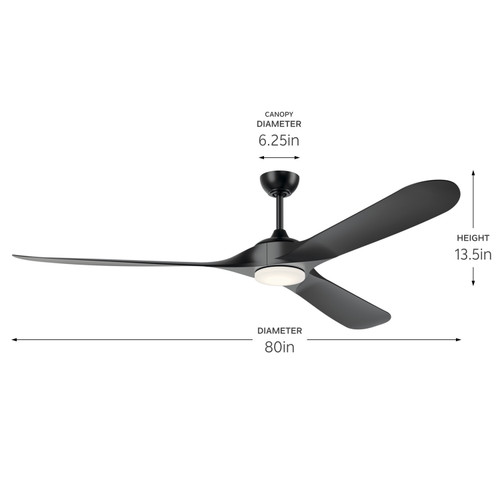 Kichler - 310680SBK - 80Ceiling Fan - Mylo - Satin Black