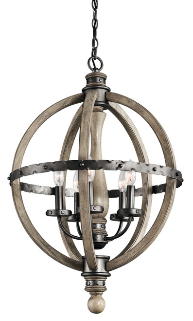 Kichler - 43324DAG - Five Light Chandelier - Evan - Distressed Antique Gray