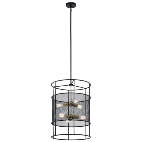 Kichler - 43596BK - Six Light Foyer Pendant - Piston - Black
