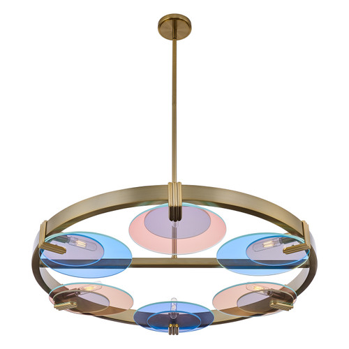 Kalco - 528555WB - Six Light Chandelier - Optics - Winter Brass