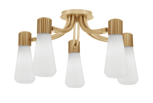 Toltec Lighting - 4817-NAB-881 - Five Light Semi-Flush Mount - Everleigh - New Age Brass