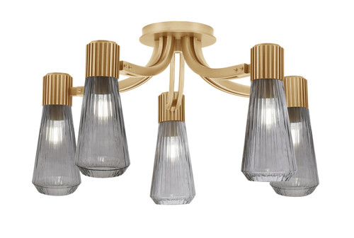 Toltec Lighting - 4817-NAB-882 - Five Light Semi-Flush Mount - Everleigh - New Age Brass