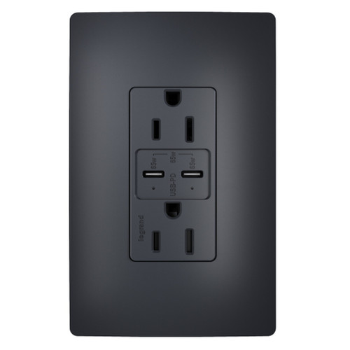 Legrand - R26USBPD65GCC6 - 65W USB Outlet Type C 15A Tamper-Resistant - radiant - Graphite