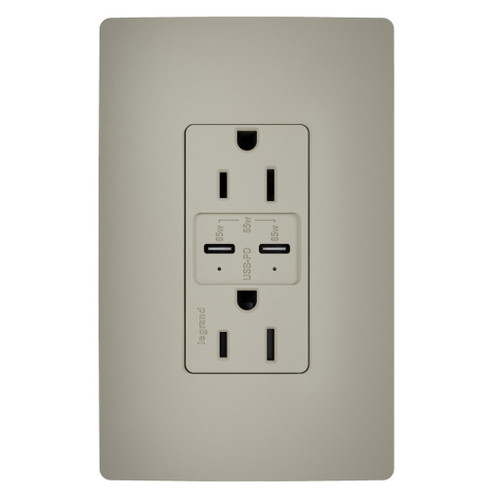 Legrand - R26USBPD65NICC6 - 65W USB Outlet Type C 15A Tamper-Resistant - radiant - Nickel
