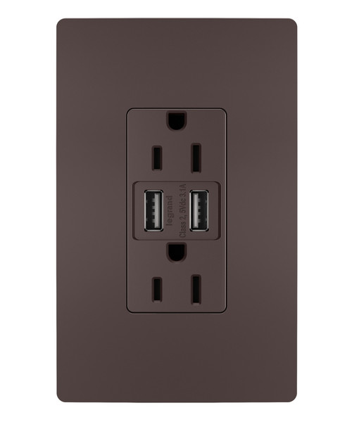 Legrand - TM826USBDBCCV4 - 15A Tamper-Resistant USB Outlet - radiant - Dark Bronze