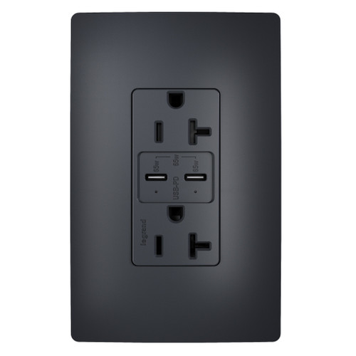 Legrand - TR20USBPD65G - 65W Commercial USB Outlet Type C 20A Tamper-Resistant - radiant - Graphite