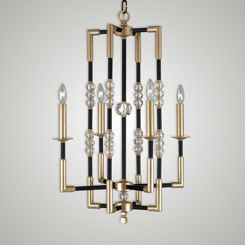 American Brass & Crystal - CH3542-35S-36G-ST - Four Light Chandelier - Magro - Old Bronze (Black) with Old Brass