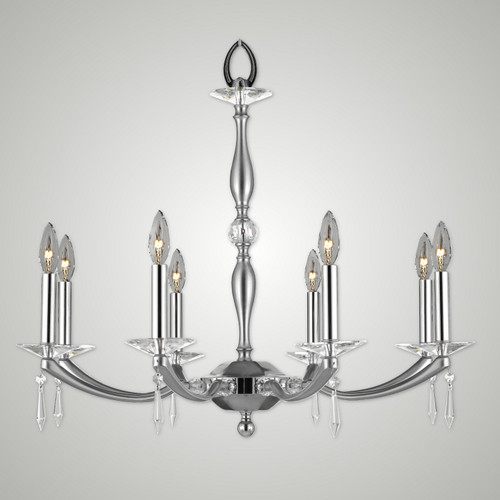 American Brass & Crystal - CH5326-U-37G-38G-ST - Eight Light Chandelier - Kensington - Pewter with Polished Nickel