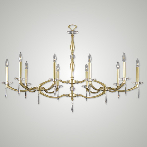 American Brass & Crystal - IL5347-U-36G-ST - Ten Light Linear Chandelier - Kensington - Old Brass