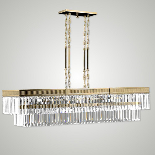 American Brass & Crystal - IL8306-P-32G - 12 Light Linear Chandelier - Valencia Modern - Polished Brass