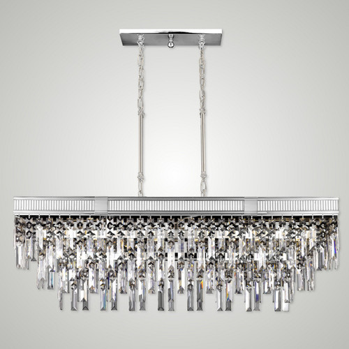 American Brass & Crystal - IL8375-PMN-38G - 12 Light Linear Chandelier - Valencia Modern - Polished Nickel
