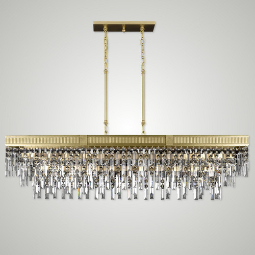 American Brass & Crystal - IL8376-PTK-36G - 12 Light Linear Chandelier - Valencia Modern - Old Brass