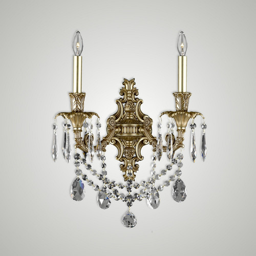 American Brass & Crystal - WS2080-O-U-03G-ST - Two Light Wall Sconce - Finisterra - French Gold Glossy